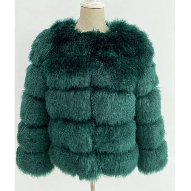 Fur in Faux Fur Coat Women Short Long Sleeve Fur Artificial Fur Coat