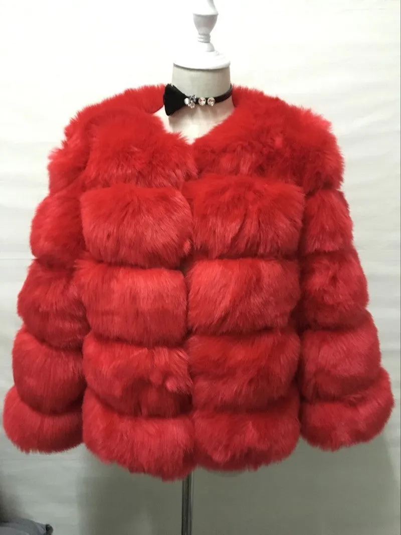 Fur in Faux Fur Coat Women Short Long Sleeve Fur Artificial Fur Coat