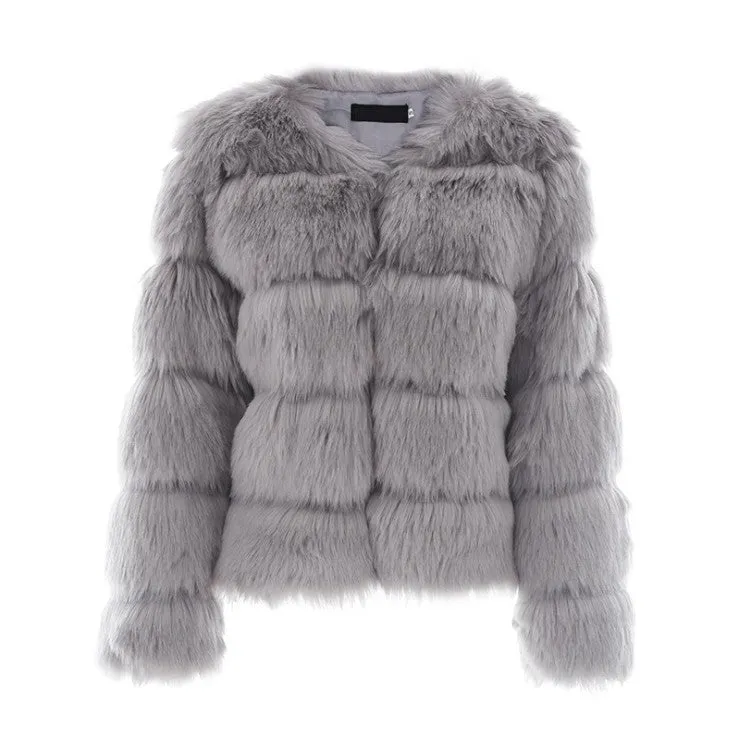 Fur in Faux Fur Coat Women Short Long Sleeve Fur Artificial Fur Coat