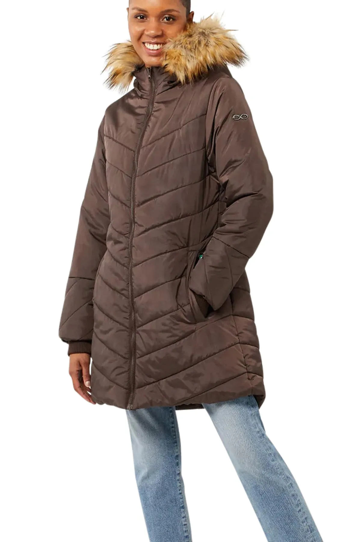 Fur Trimmed Hood Waterproof Coat