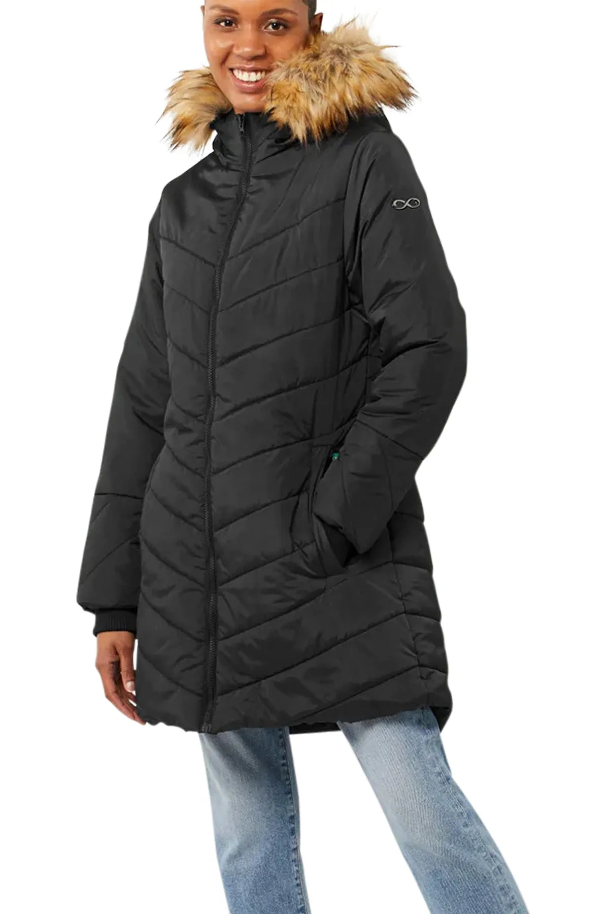 Fur Trimmed Hood Waterproof Coat