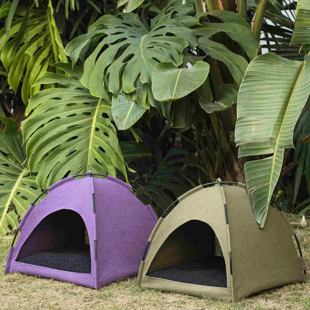 Furrytail Little Glamper Tent Purple Bed For Cats & Dogs