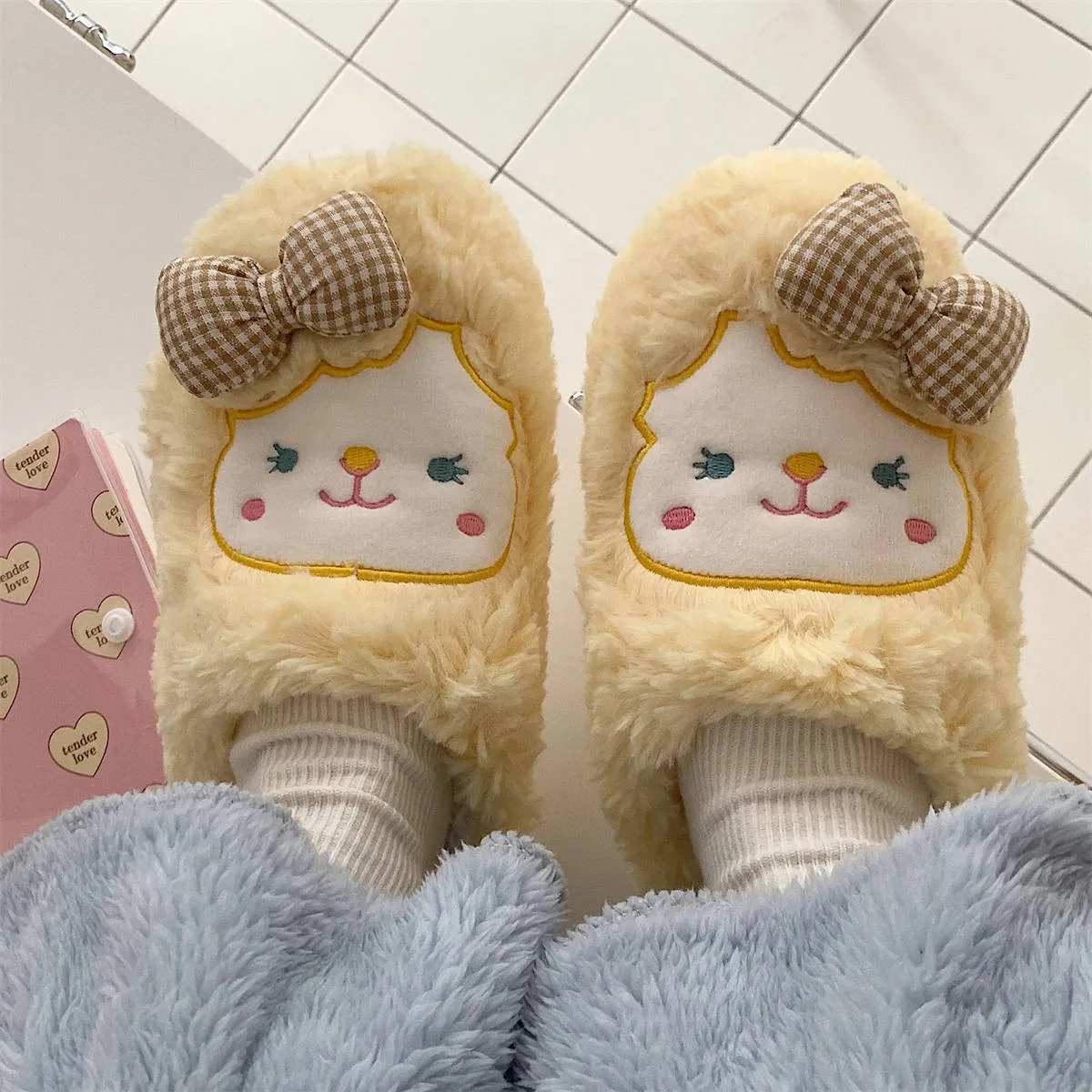 Fuzzy Animal Slippers for Girls