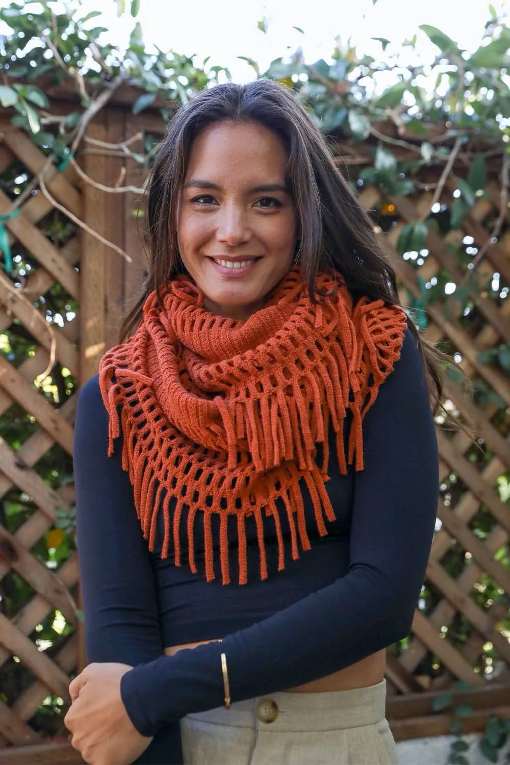 Fuzzy Chenille Tassel Infinity Scarf