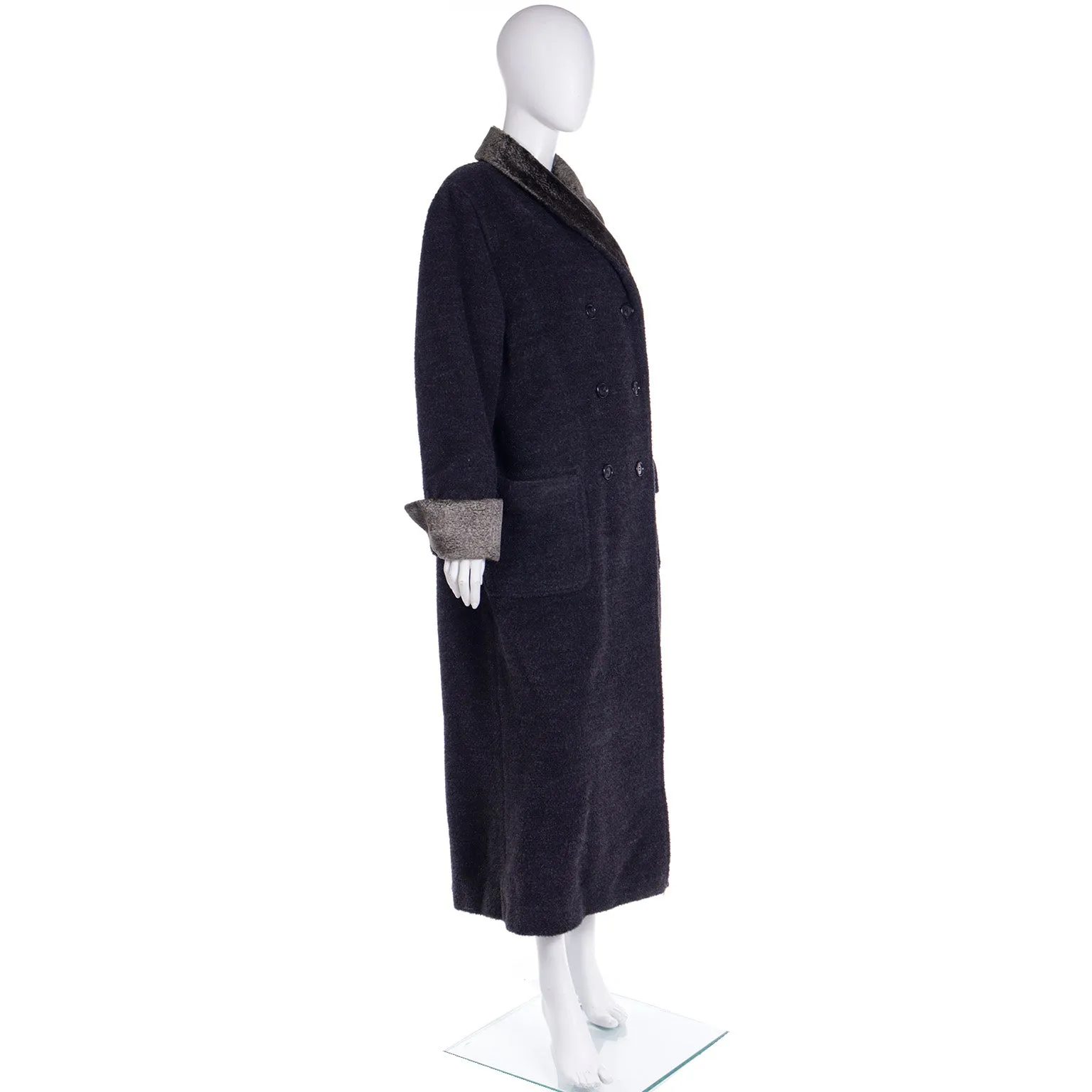 F/W 1994 Isaac Mizrahi Alpaca Coat With Faux Fur Trim