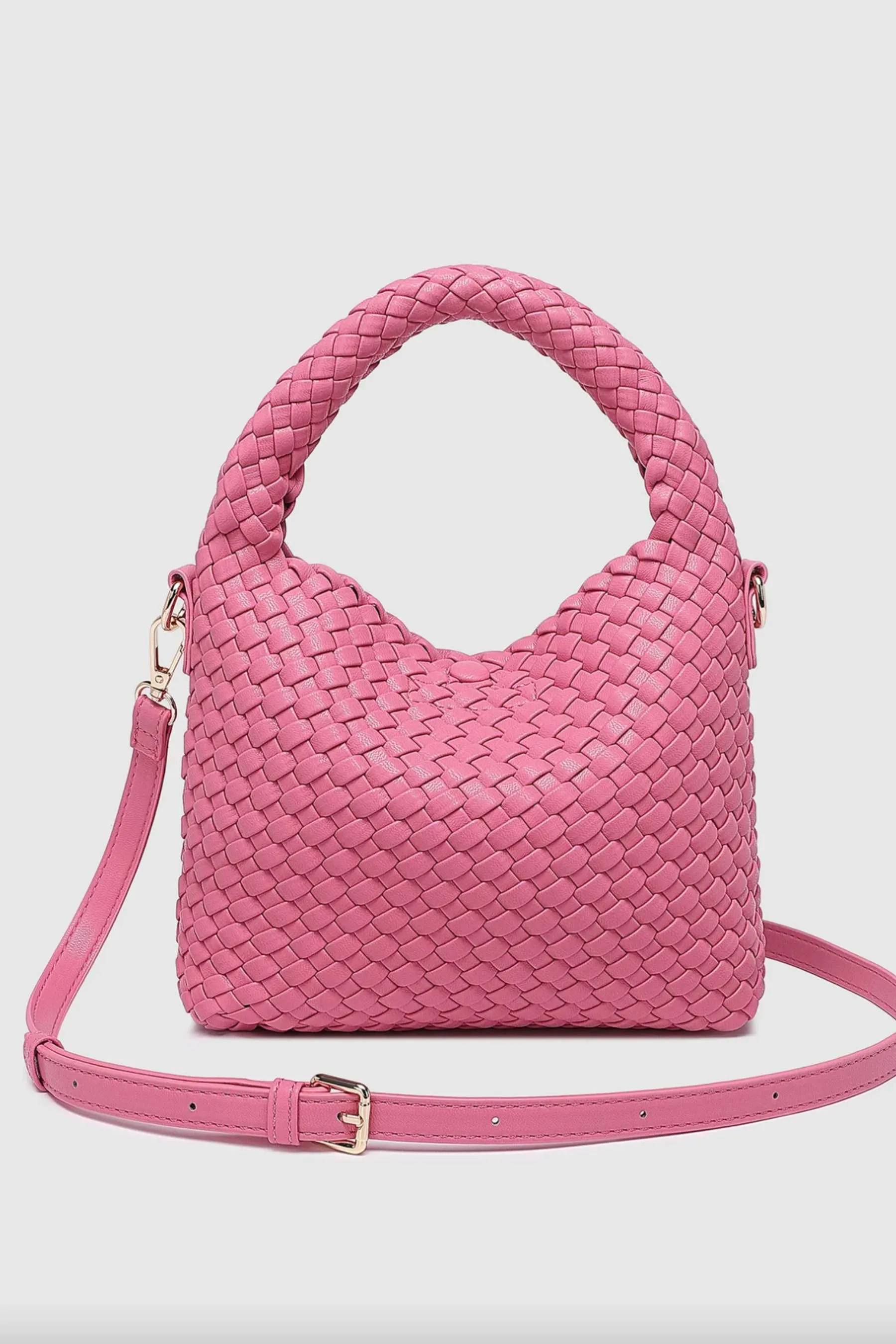 Gabby Mini Woven Shoulder Bag | Bubblegum Pink