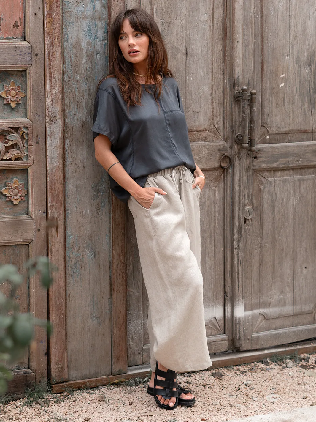 Gaia 7/8 Linen Pants Flax