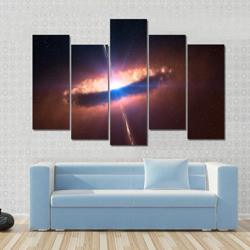 Galaxy System With Bright Optical Centre Element Canvas Wall Art