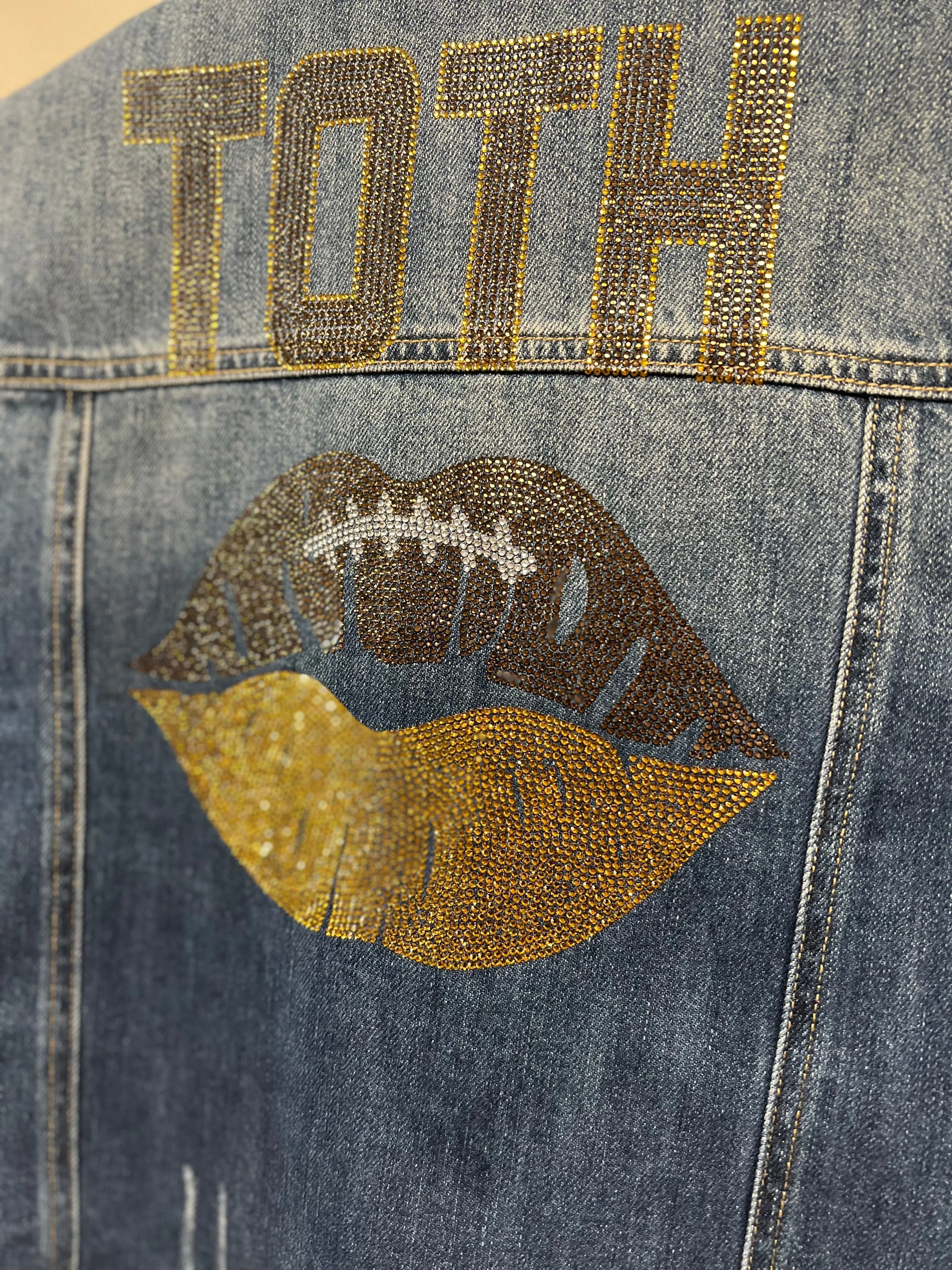 Game Day Vest, Denim, CUSTOM Initial and Lips