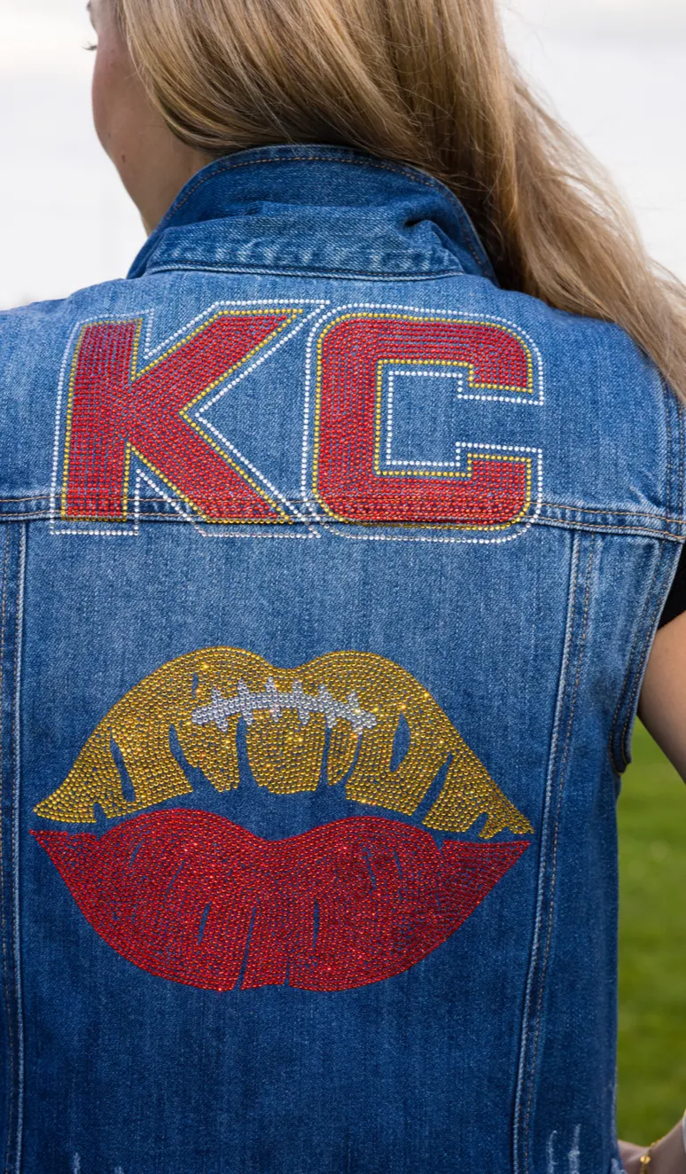 Game Day Vest, Denim, KC Lips