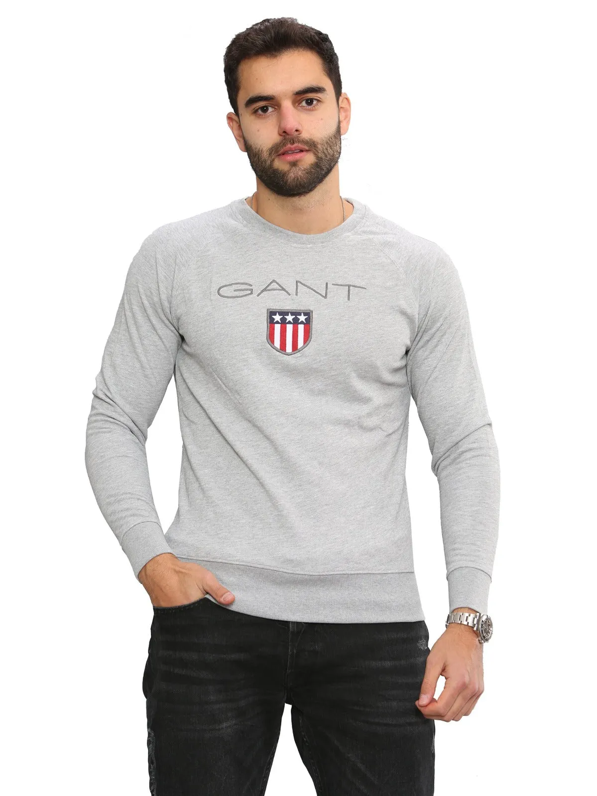 Gant Mens Printed Pullover Shield Sweatshirt