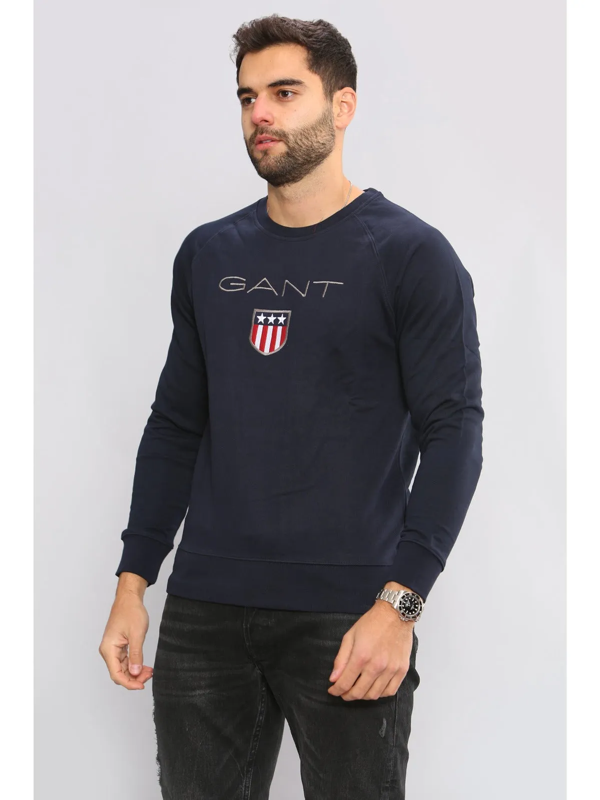 Gant Mens Printed Pullover Shield Sweatshirt