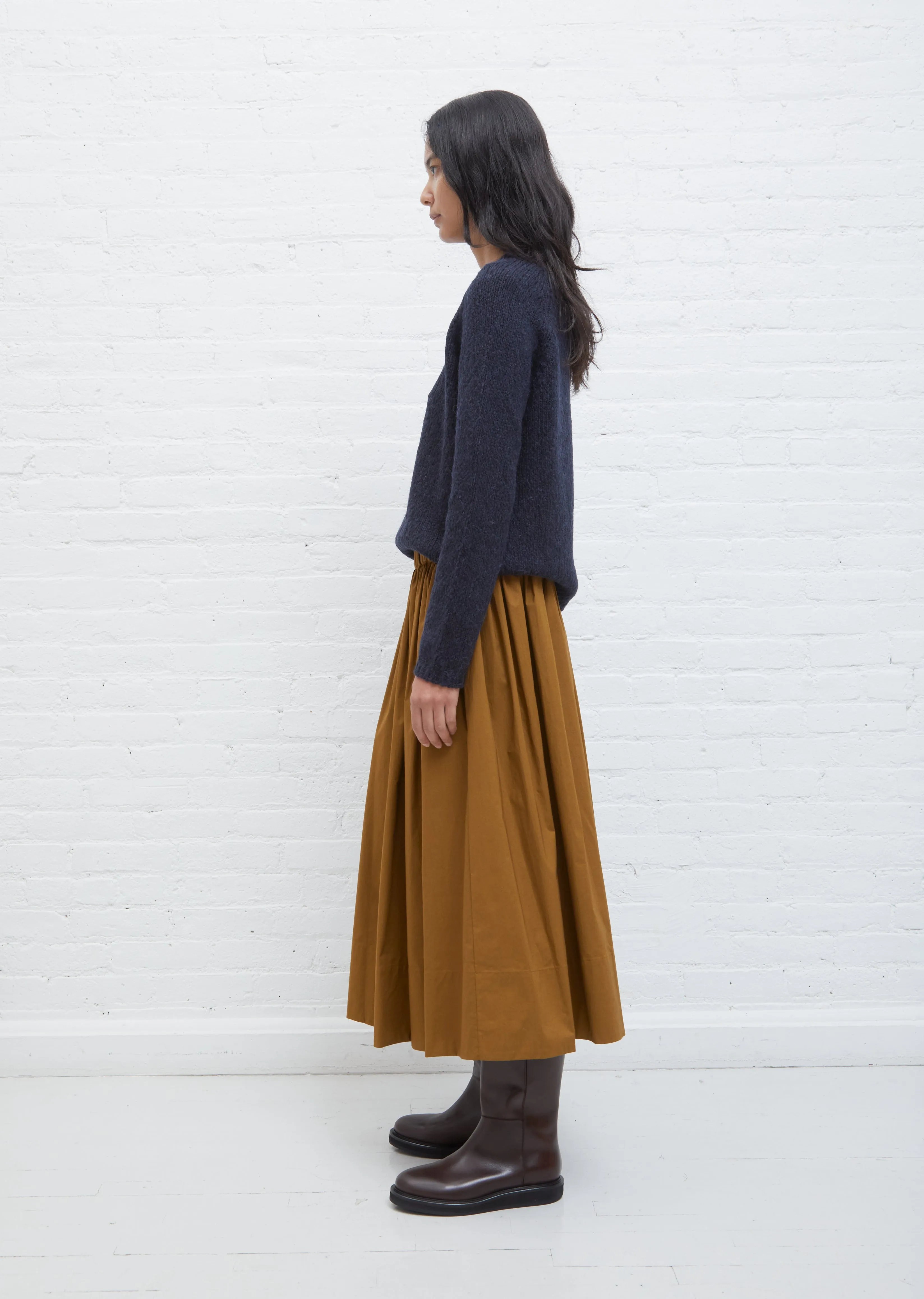 Gathered Cotton Skirt — Olive