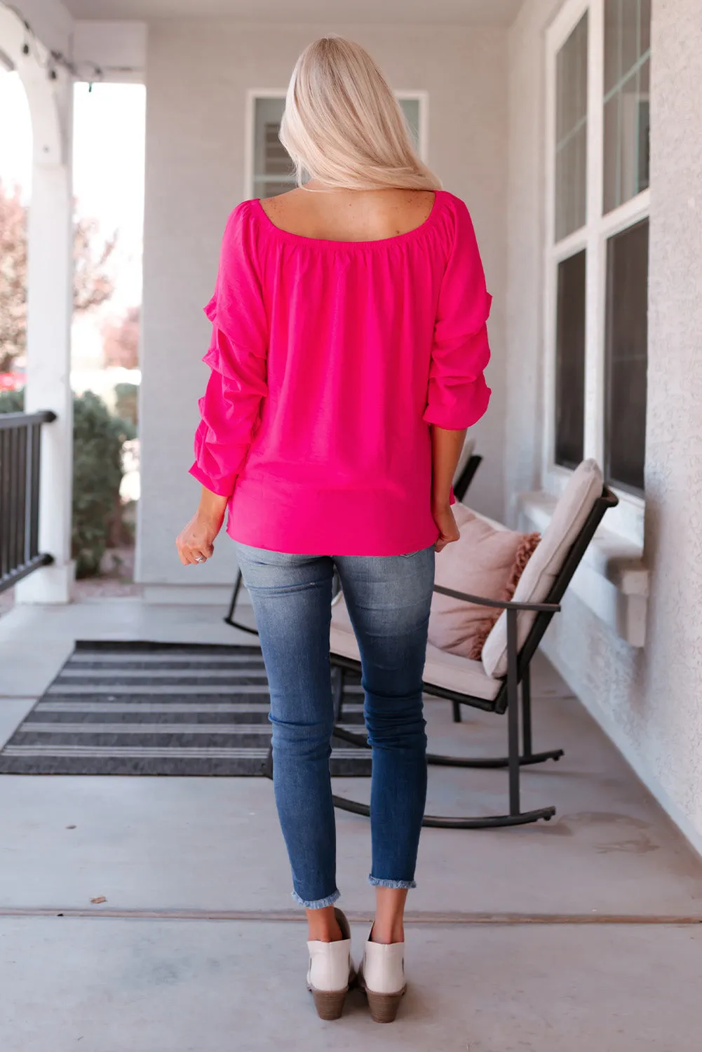 Gathered Detail Off-Shoulder Blouse