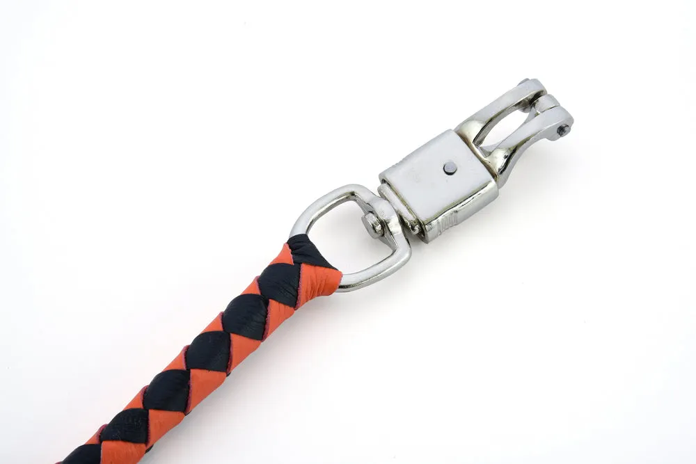 GBW202 Leather Biker Whip-Orange/Black