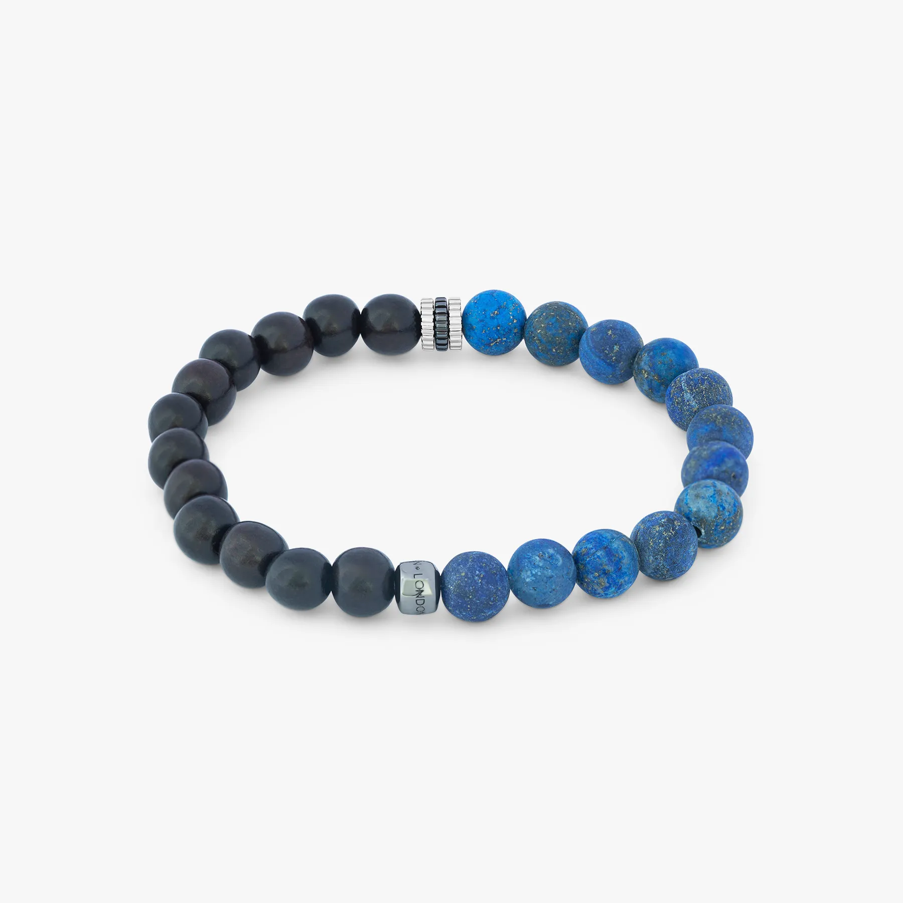 Gear Trio Beaded Bracelet With Ebony Wood & Blue Lapis