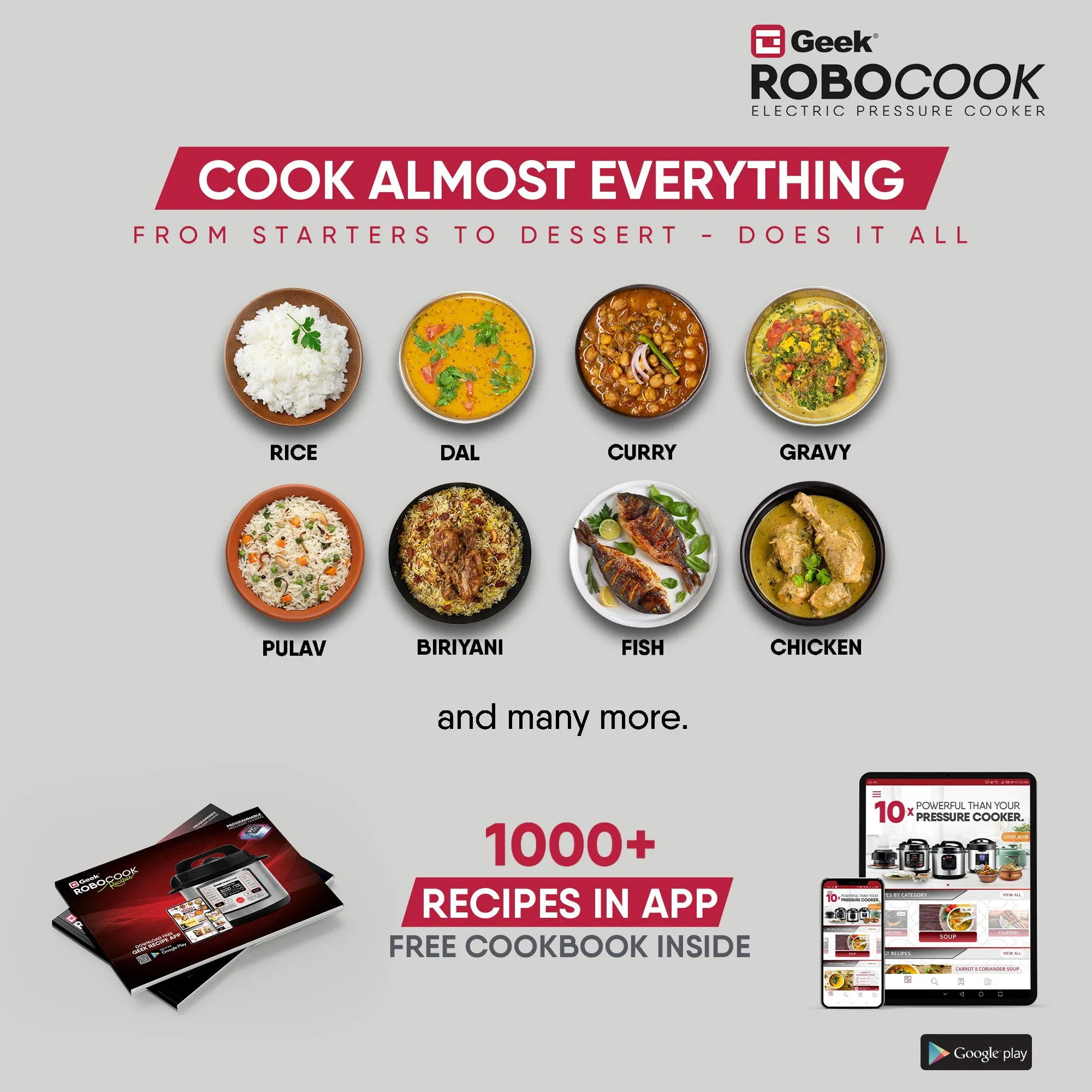 Geek RoboCook Hexa 6 Litre Electric Pressure Cooker | Stainless Steel Pot