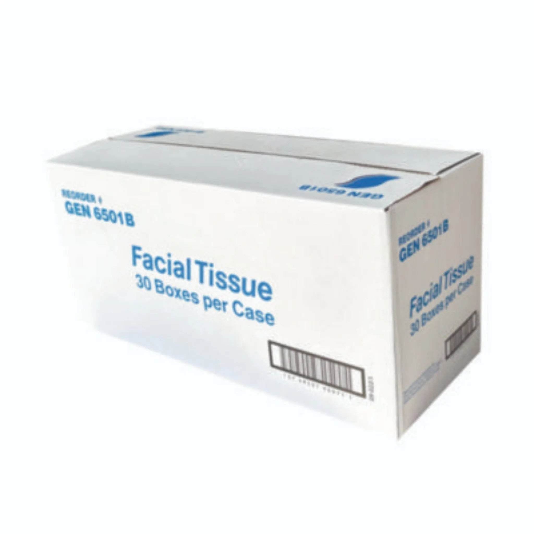 GEN GEN6501 Facial Tissue, 2-Ply, White, Flat Box, Box of 100 Sheets, Carton of 30 Boxes