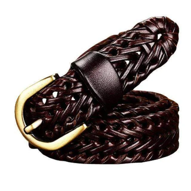 Genuine Cow leather Woman Braided belts width 2.5cm