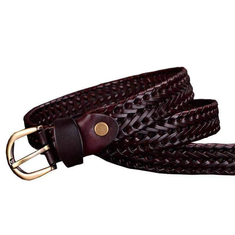 Genuine Cow leather Woman Braided belts width 2.5cm