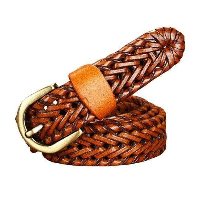 Genuine Cow leather Woman Braided belts width 2.5cm