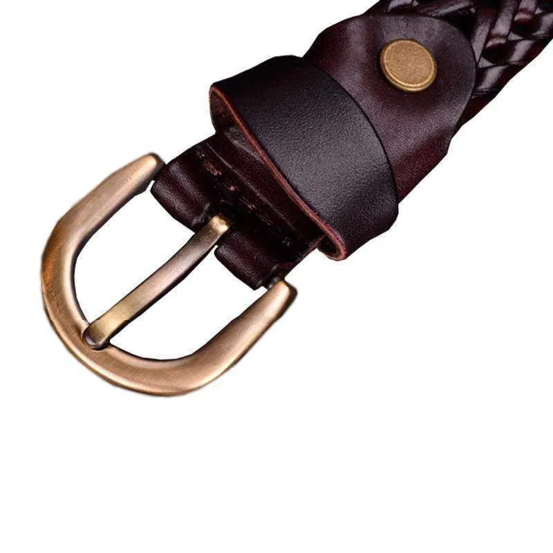 Genuine Cow leather Woman Braided belts width 2.5cm