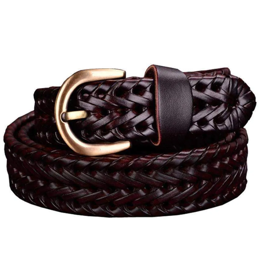 Genuine Cow leather Woman Braided belts width 2.5cm