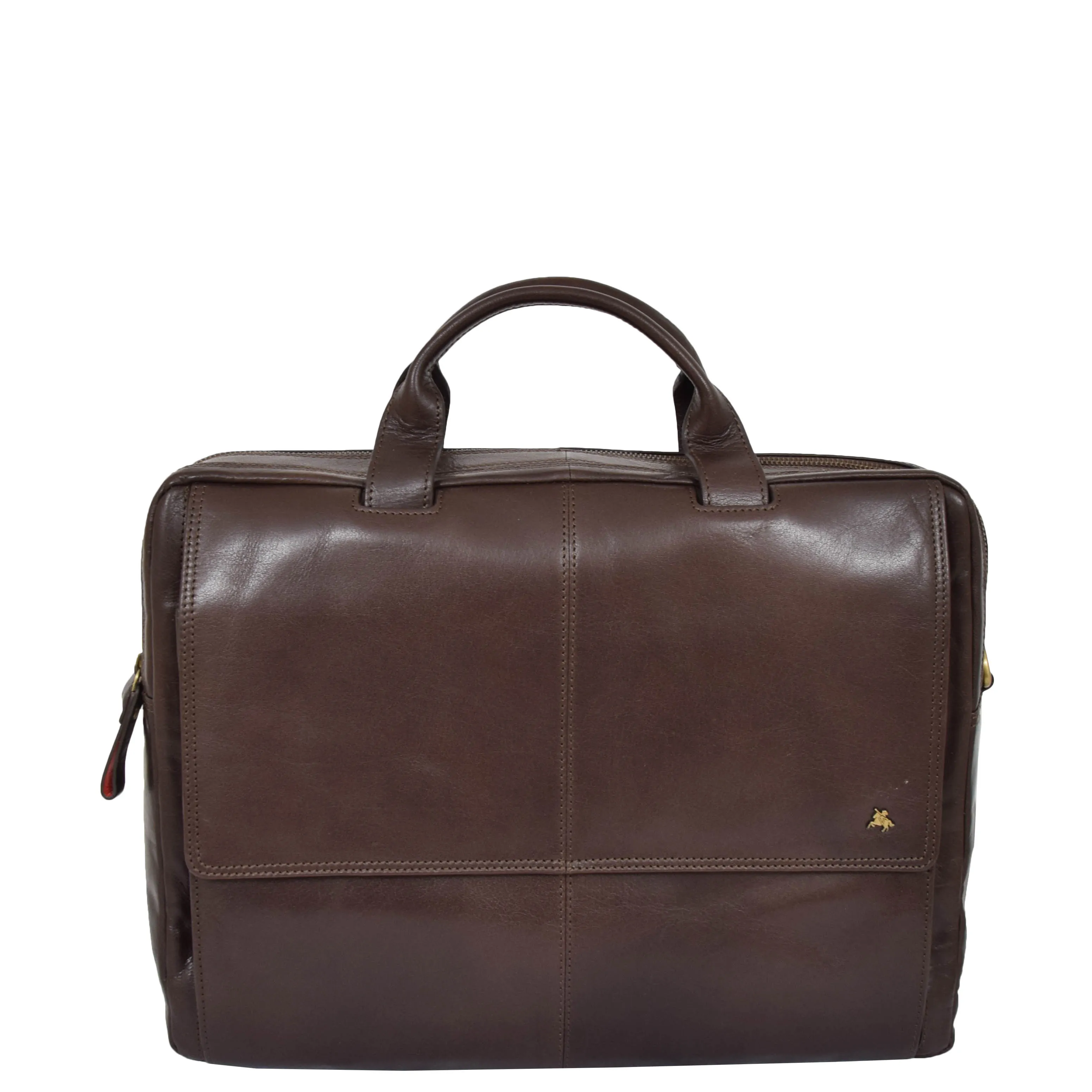 Genuine Leather Briefcase Laptop Organiser Business Office Bag A124 Brown