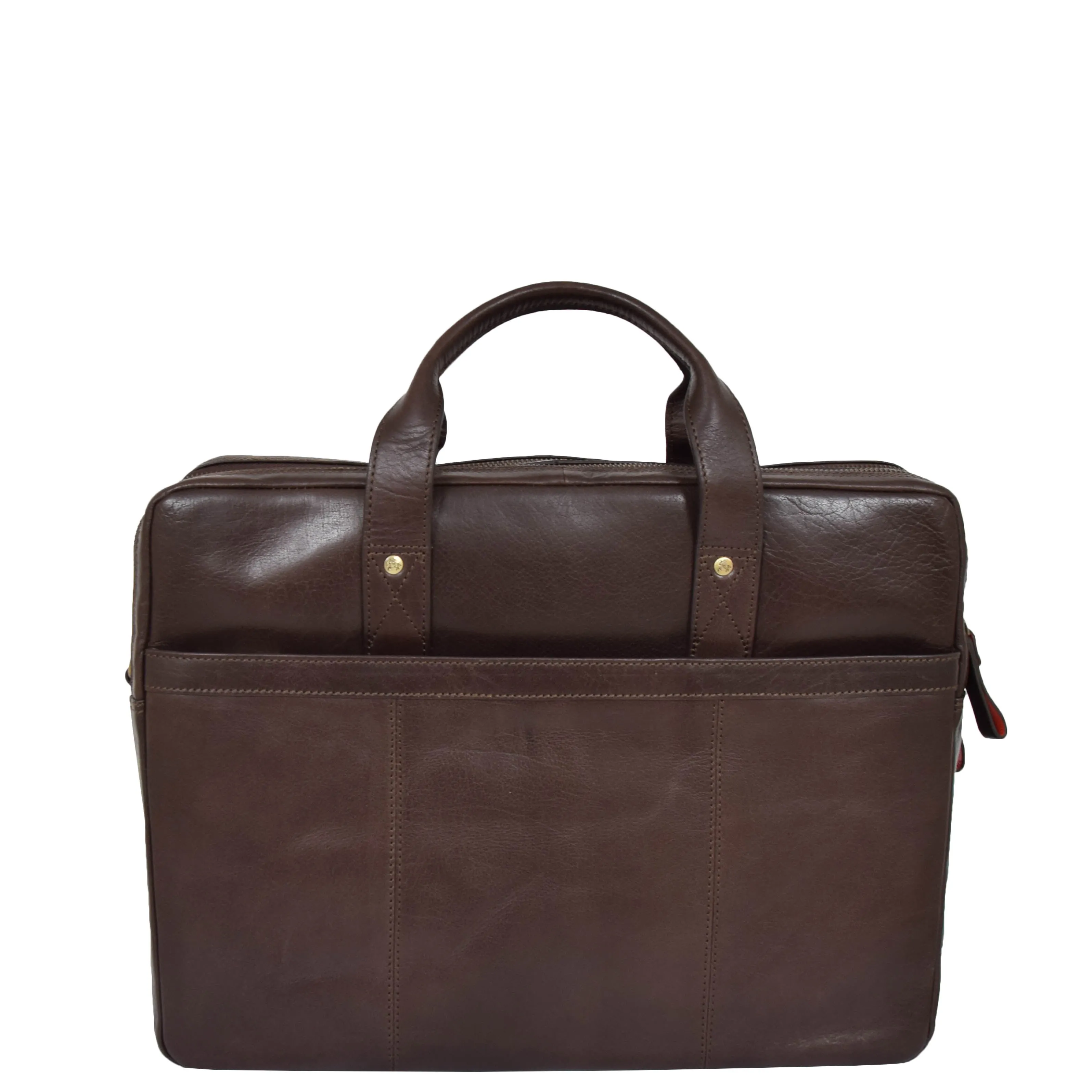 Genuine Leather Briefcase Laptop Organiser Business Office Bag A124 Brown