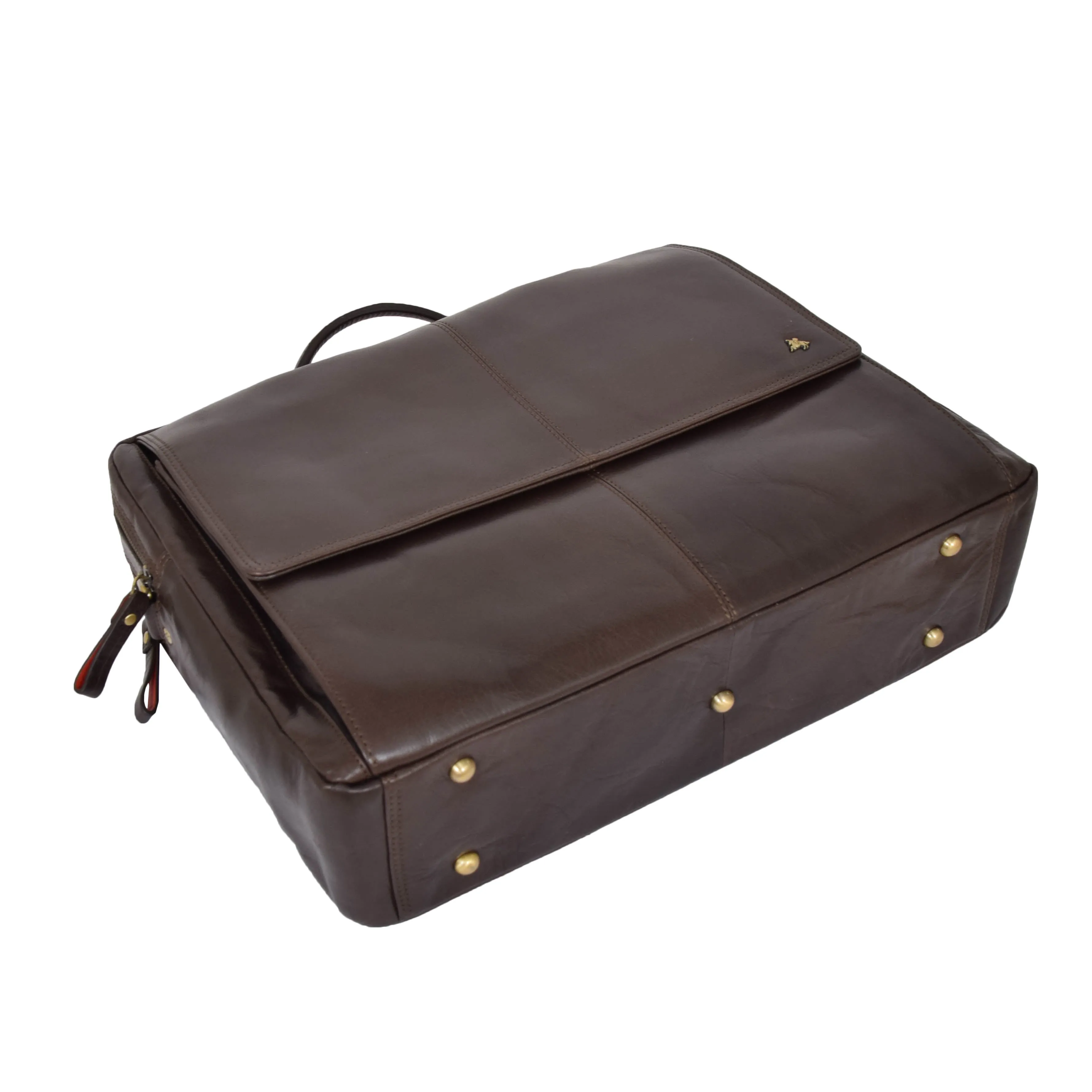 Genuine Leather Briefcase Laptop Organiser Business Office Bag A124 Brown