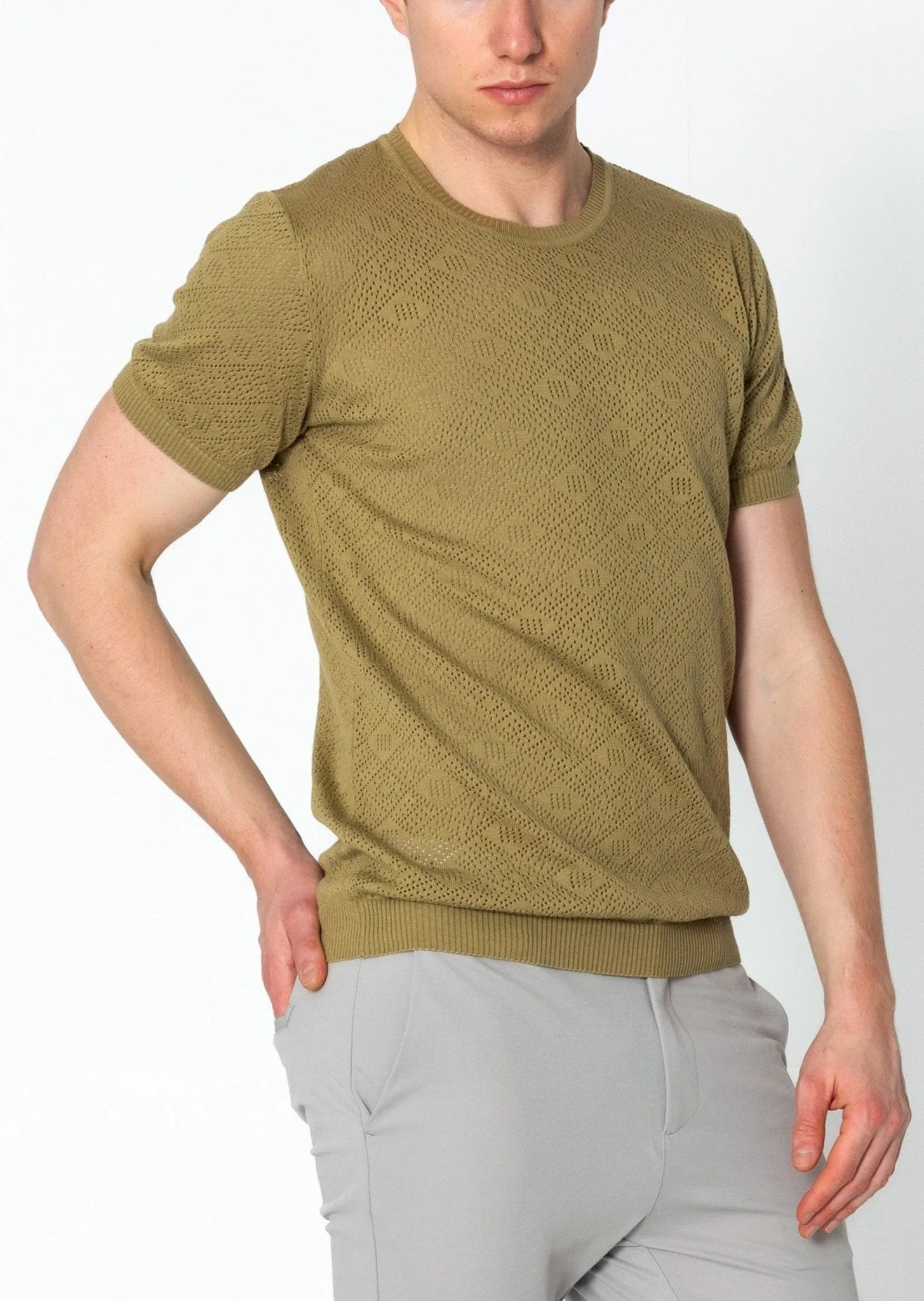 Geometric Crochet Knit Top - Light Green