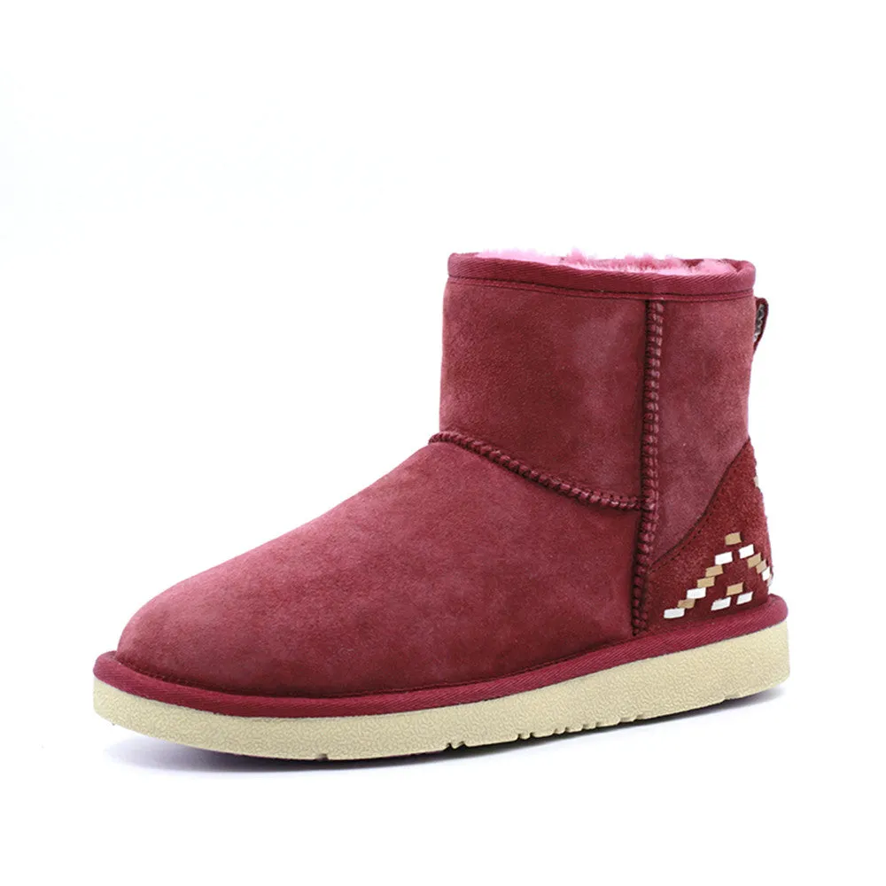 Geometric Short Ugg Boot - Wine Red