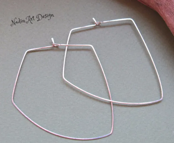 Geometric Silver Hoop Earrings