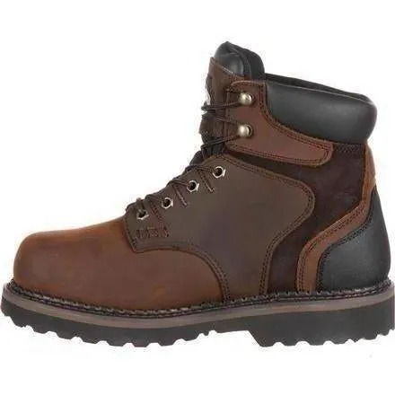 Georgia Men's Brookville 6" Stl Toe WP Work Boot - Brown - G7334