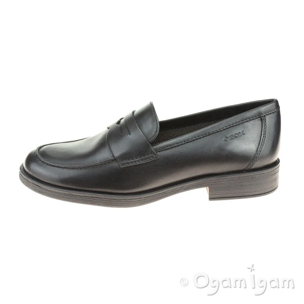 Geox Agata Loafer Girls Black School Shoe