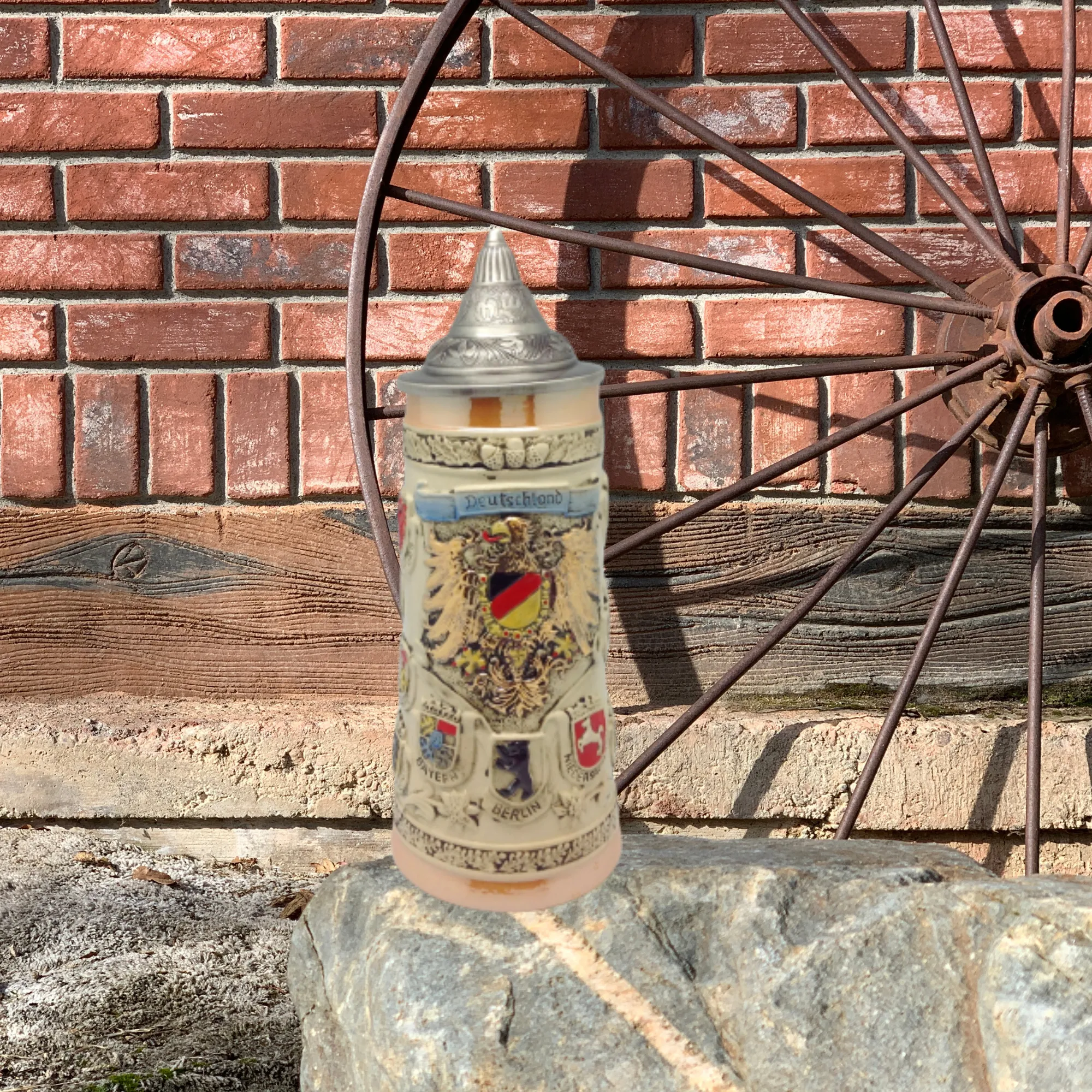 German Ceramic Stein Coat of Arms (Lid)