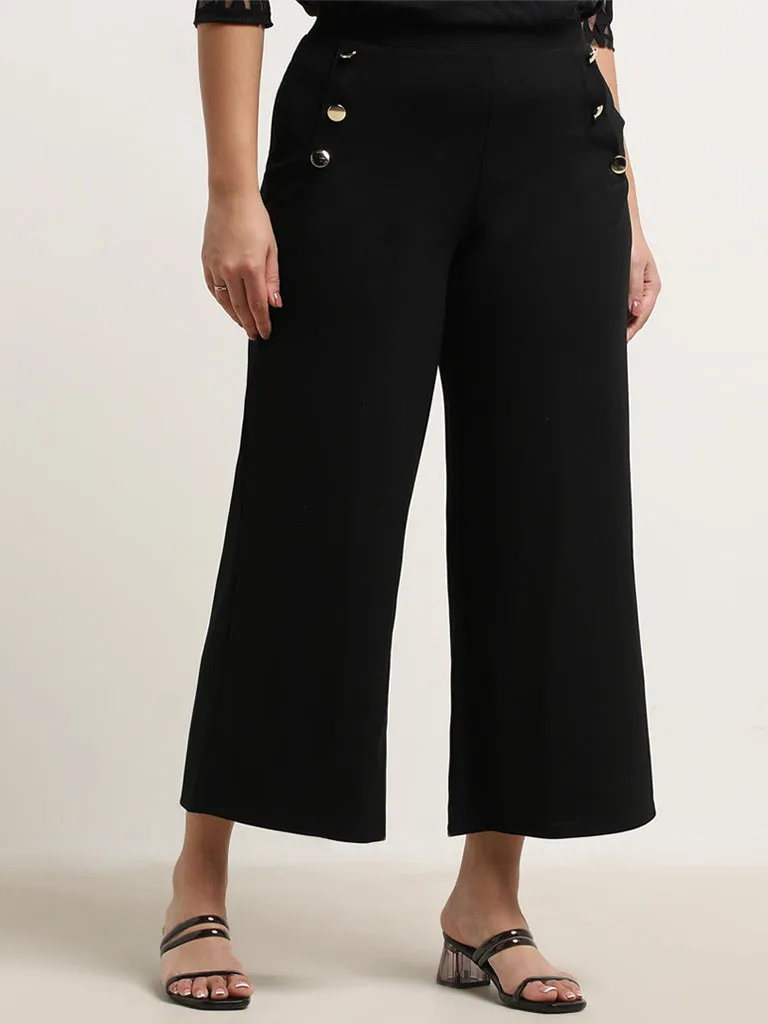 Gia Black Solid High-Rise Trousers