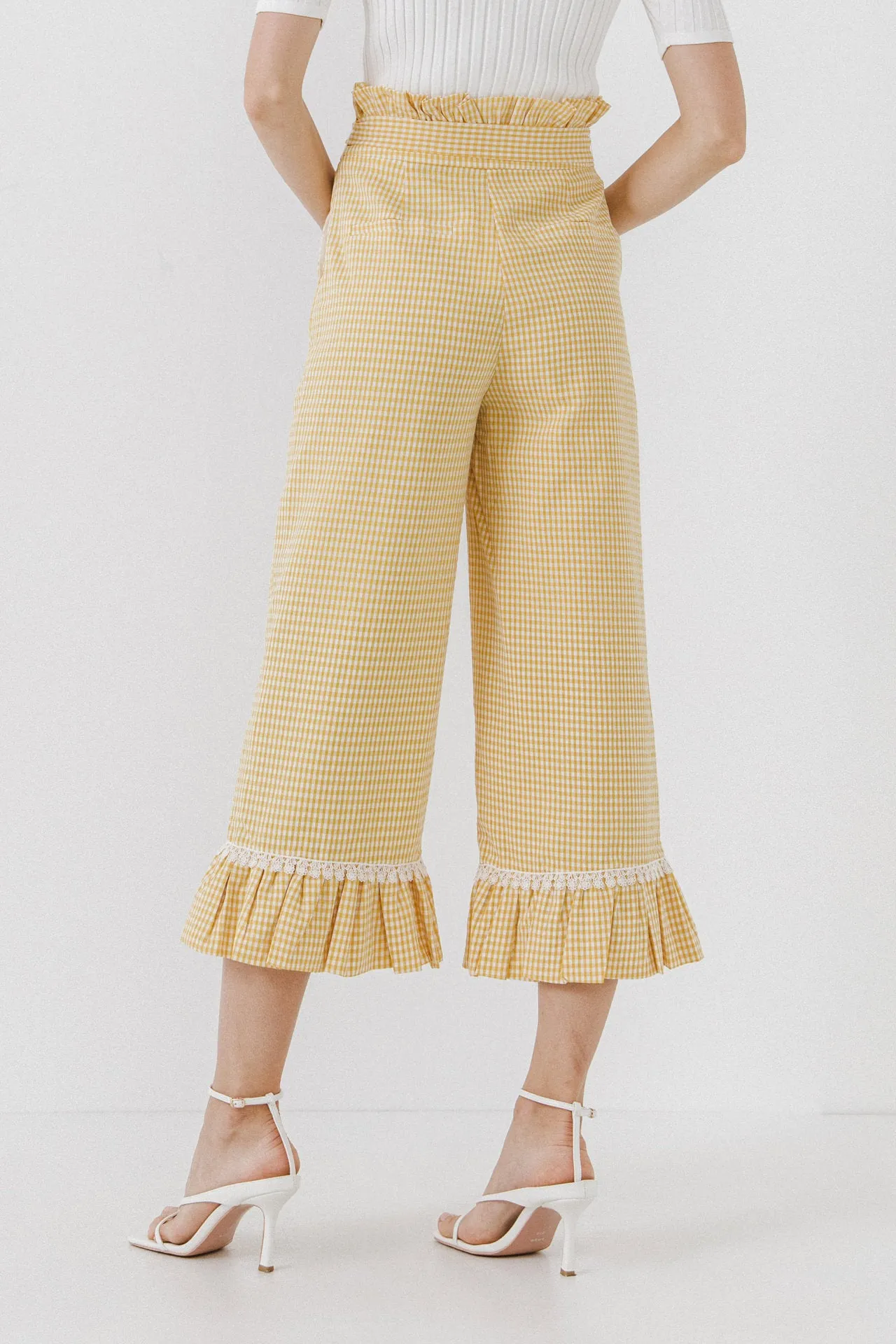 Gingham Culotte With Tie