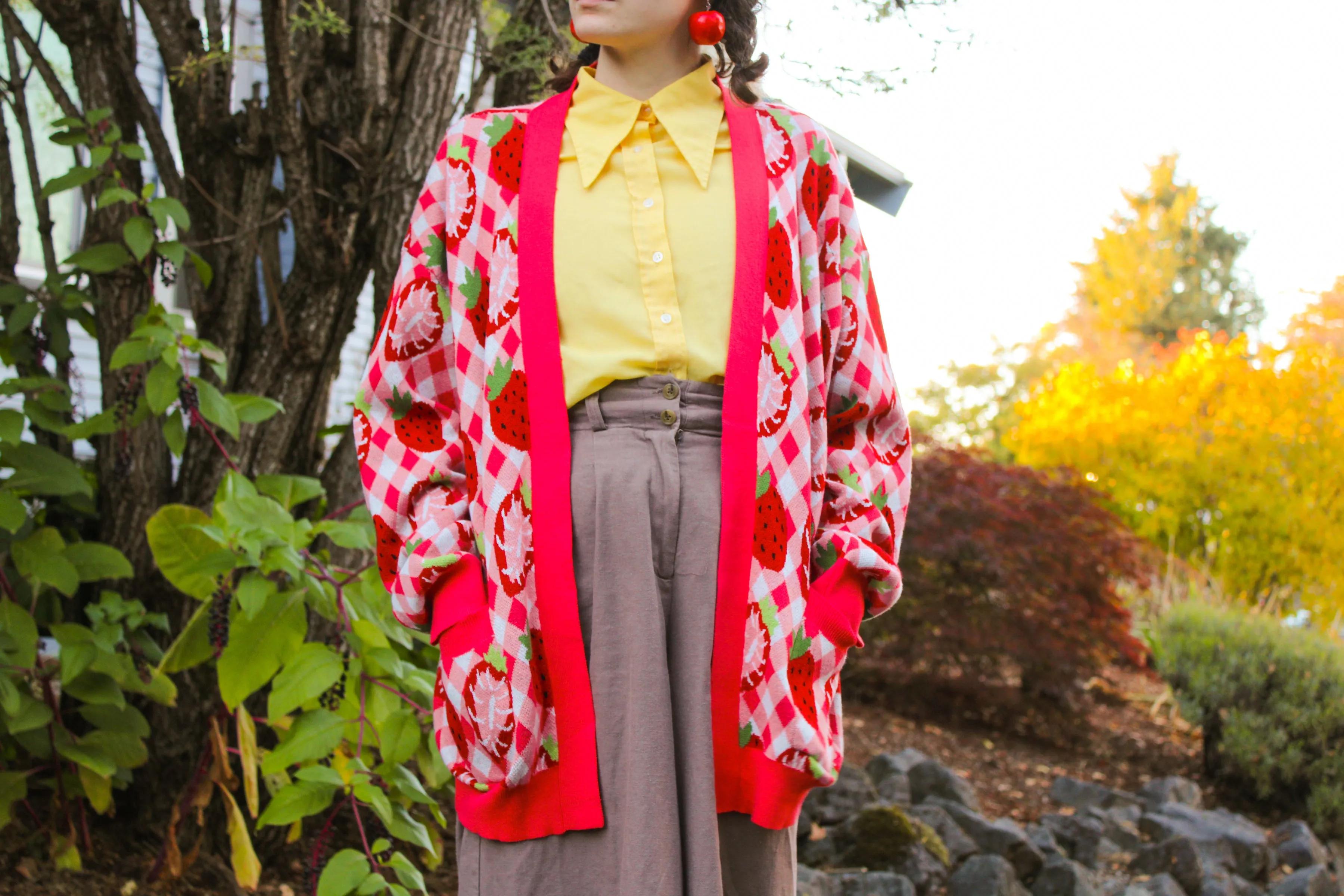 Gingham Fruits Knitted Cardigans!