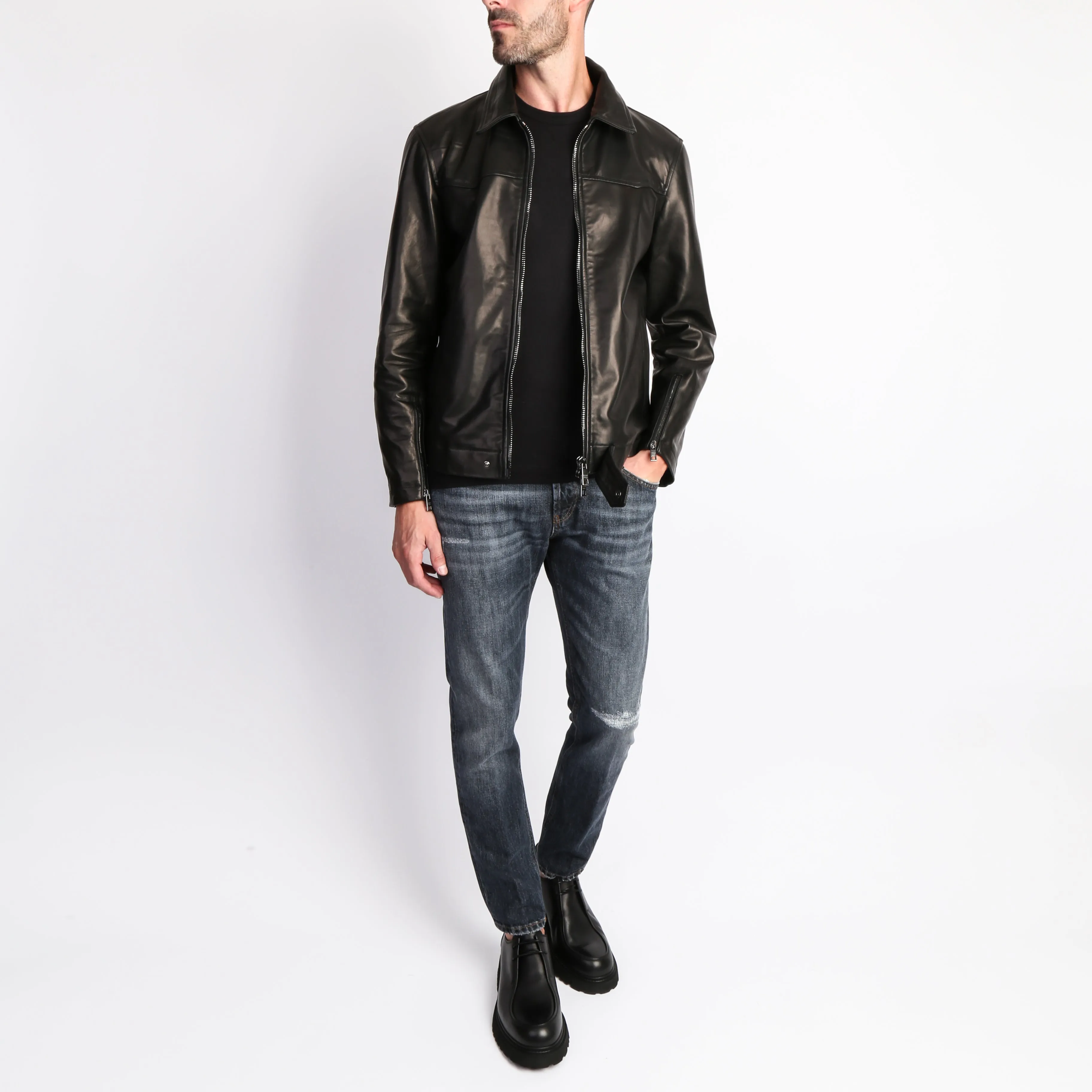 GIORGIO BRATO LEATHER JACKET 6004 BLACK