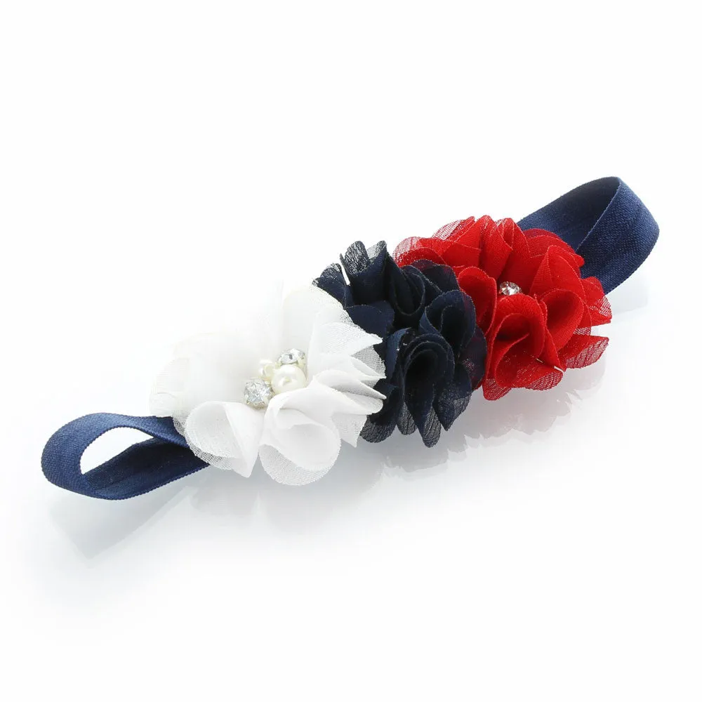 Girls Beaded Chiffon 3-Flower Headband