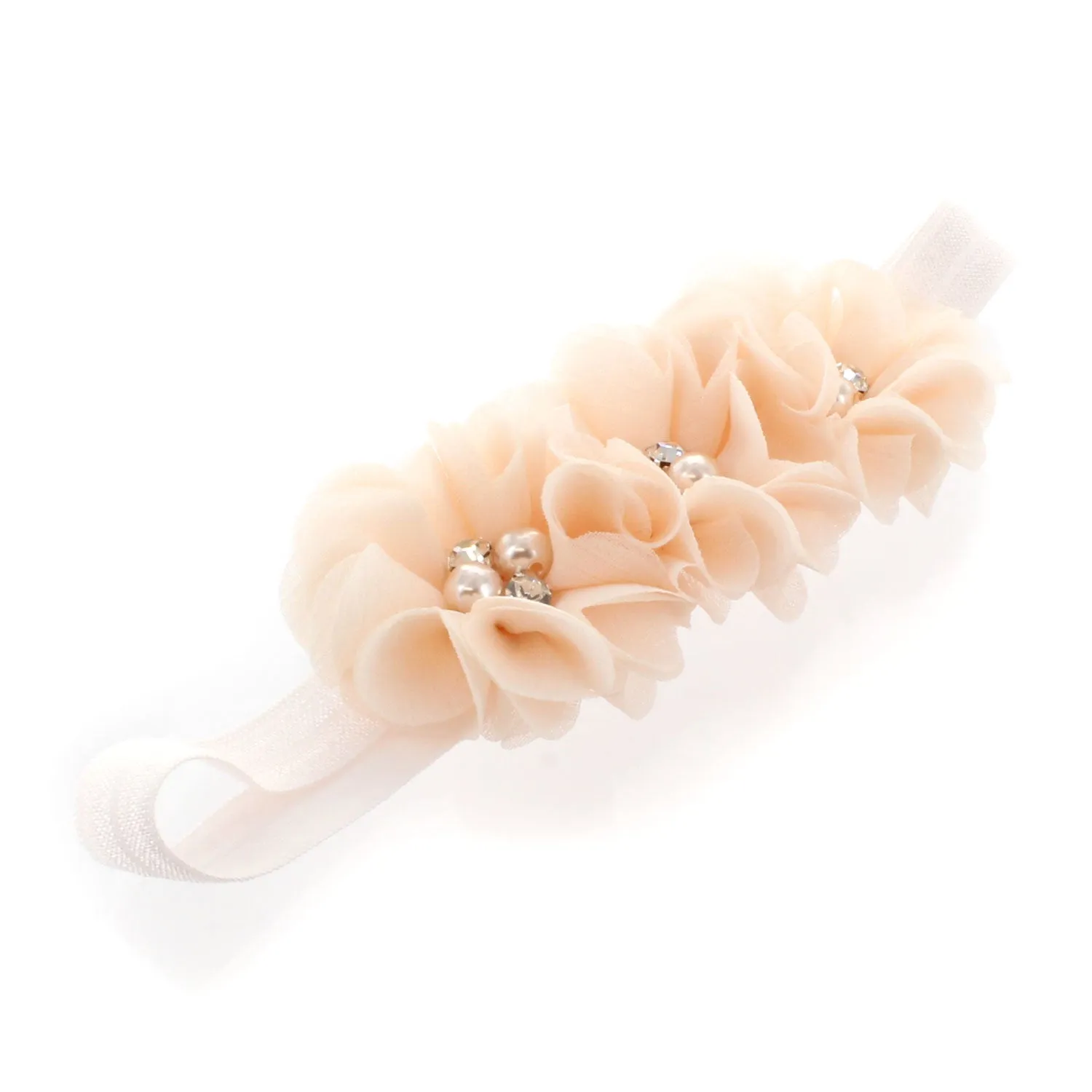 Girls Beaded Chiffon 3-Flower Headband