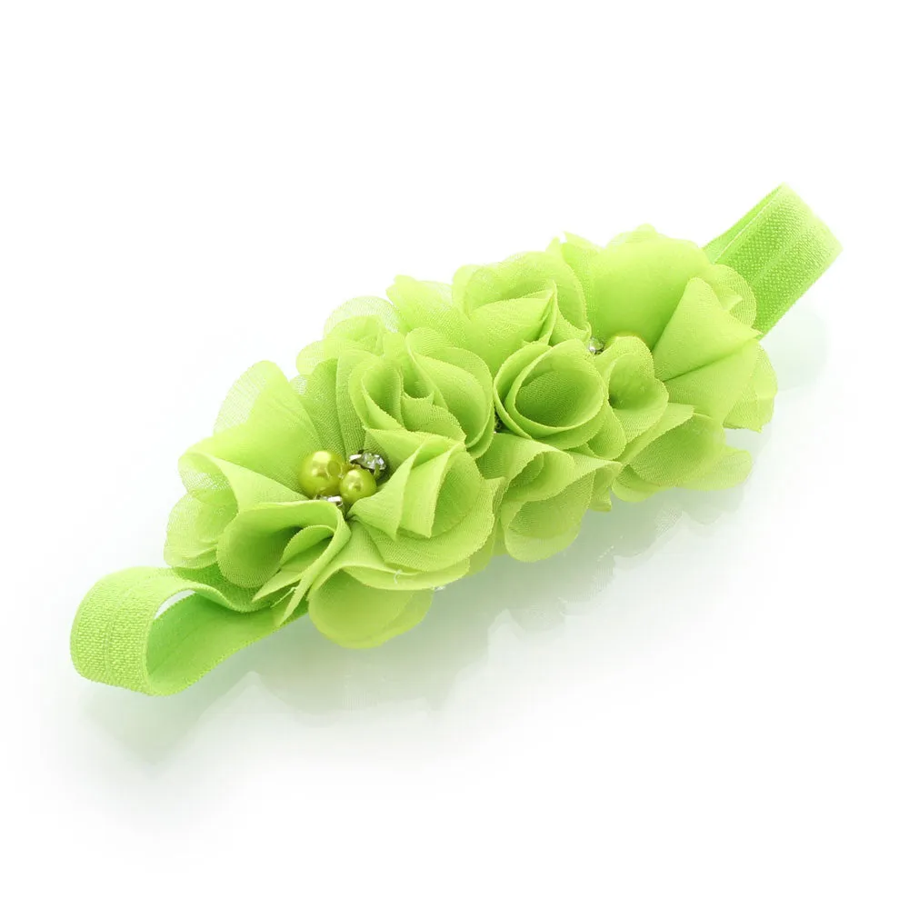 Girls Beaded Chiffon 3-Flower Headband