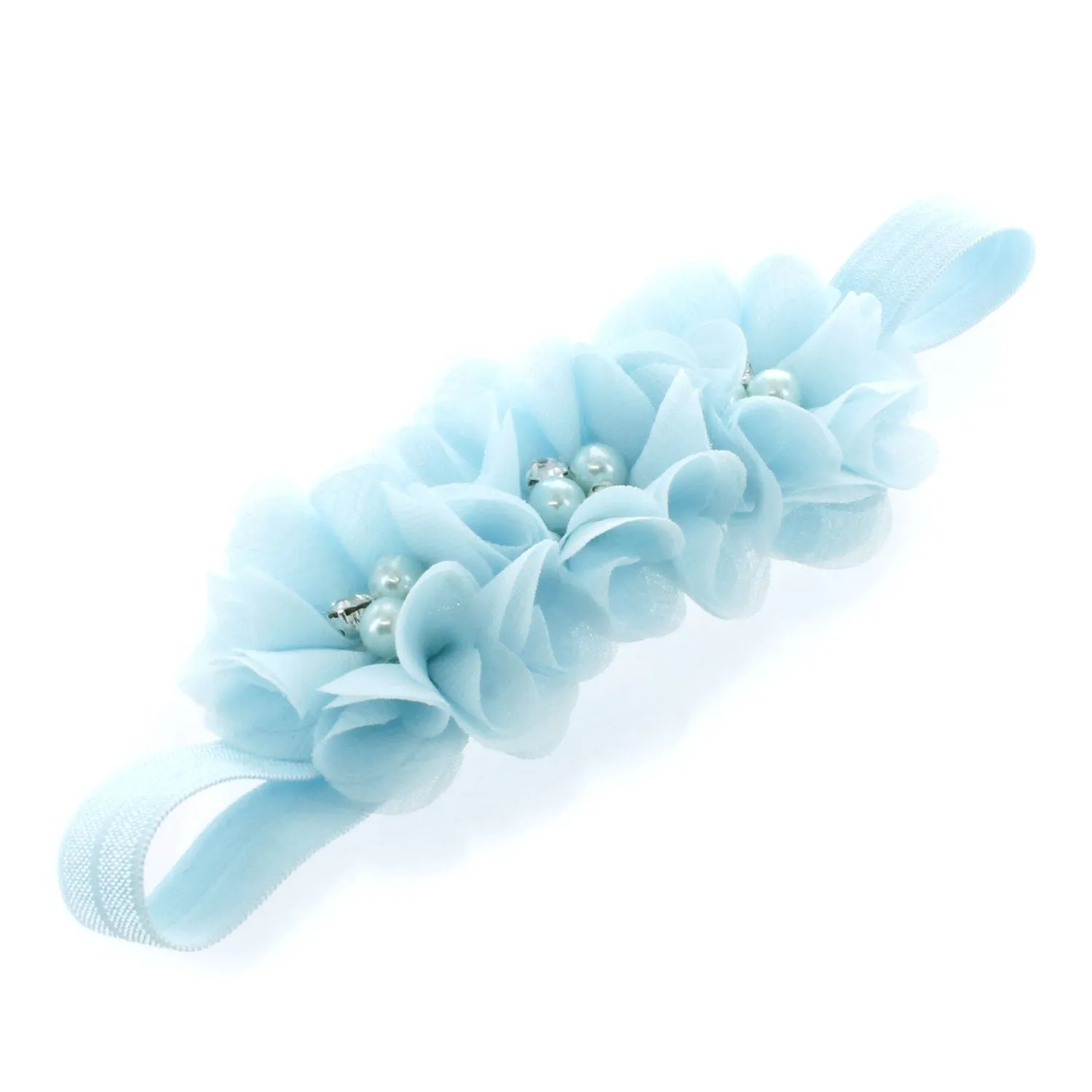 Girls Beaded Chiffon 3-Flower Headband