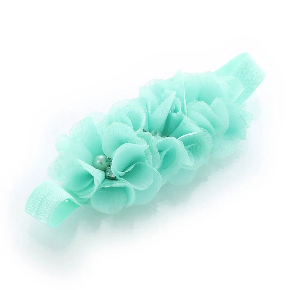 Girls Beaded Chiffon 3-Flower Headband