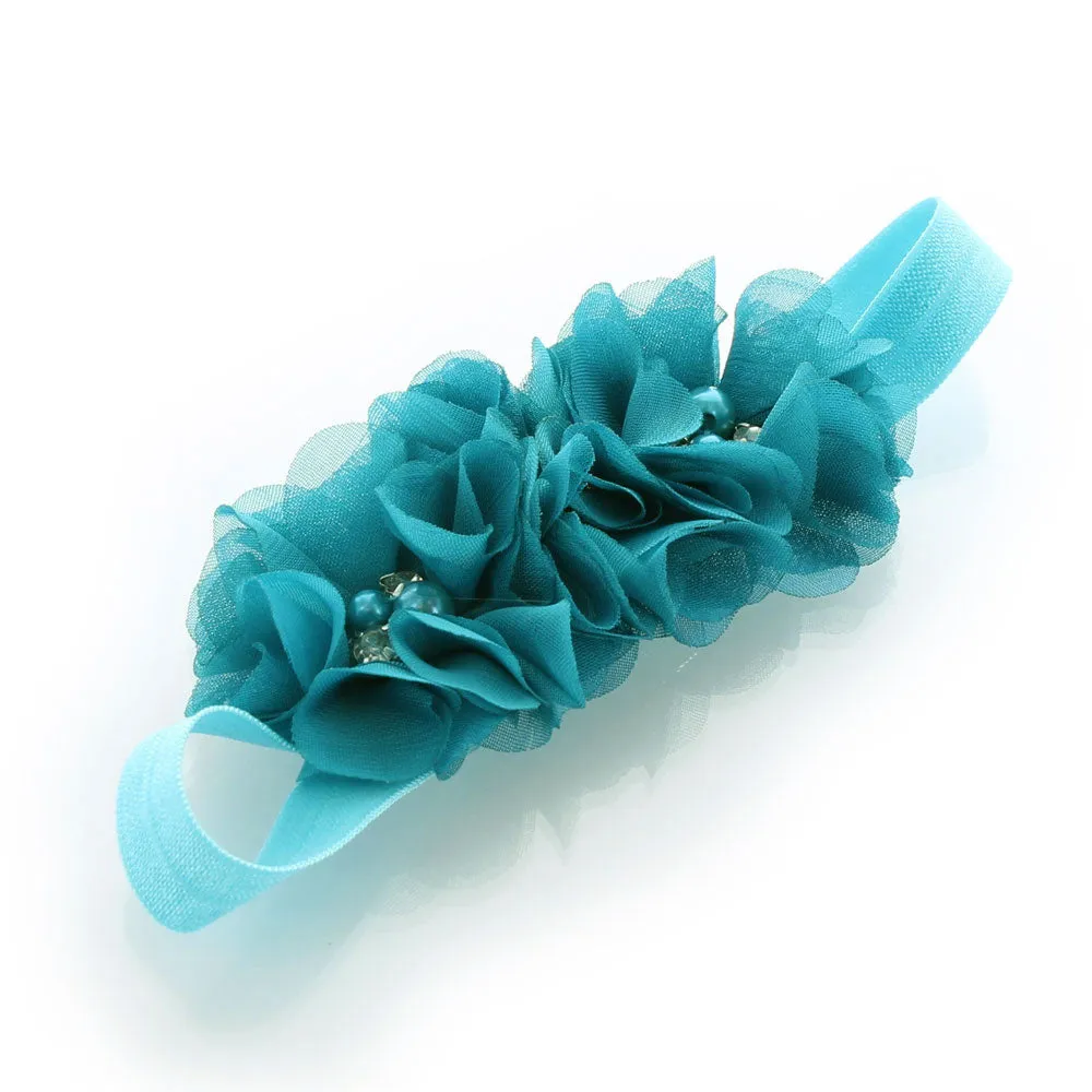 Girls Beaded Chiffon 3-Flower Headband