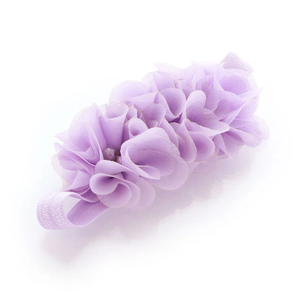 Girls Beaded Chiffon 3-Flower Headband