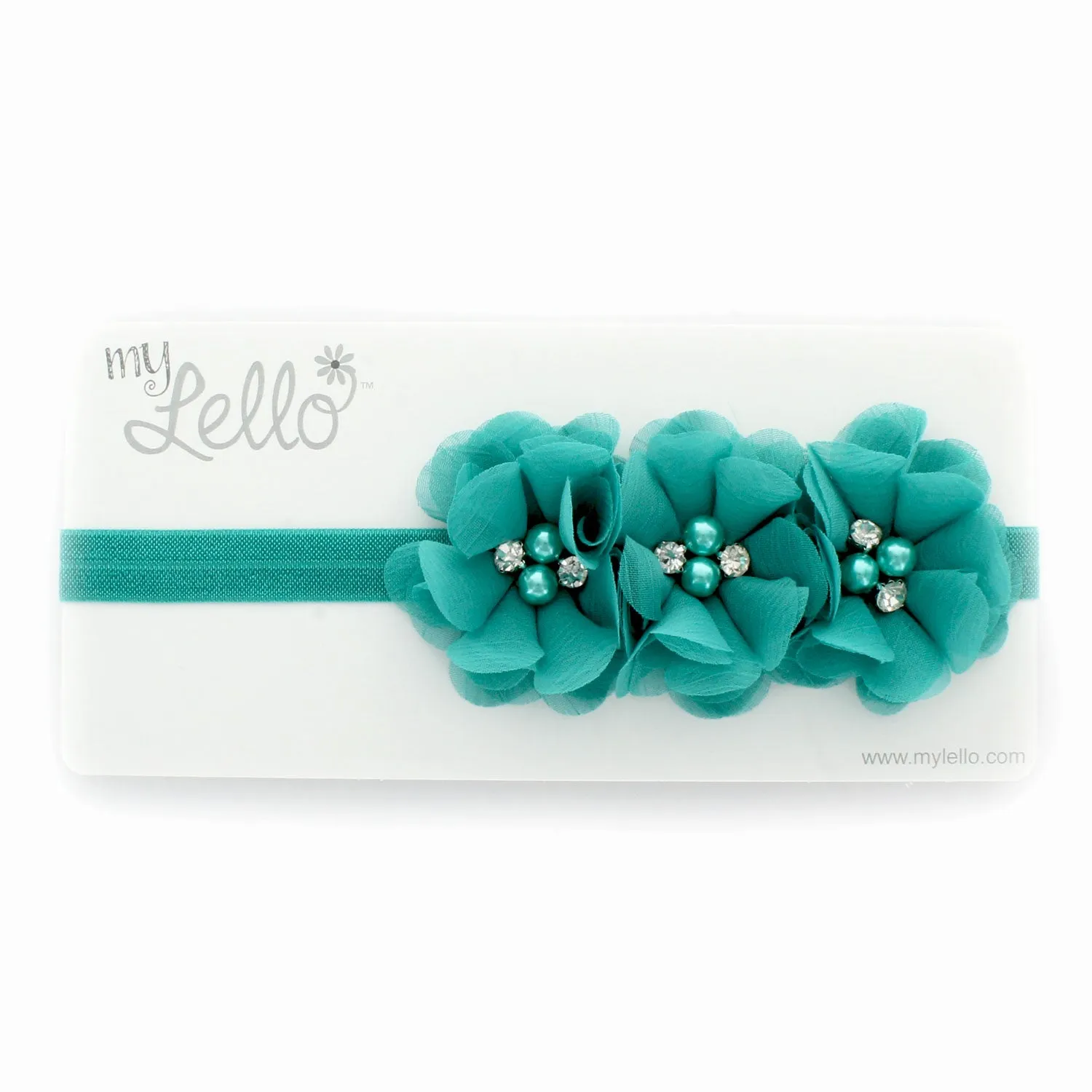 Girls Beaded Chiffon 3-Flower Headband