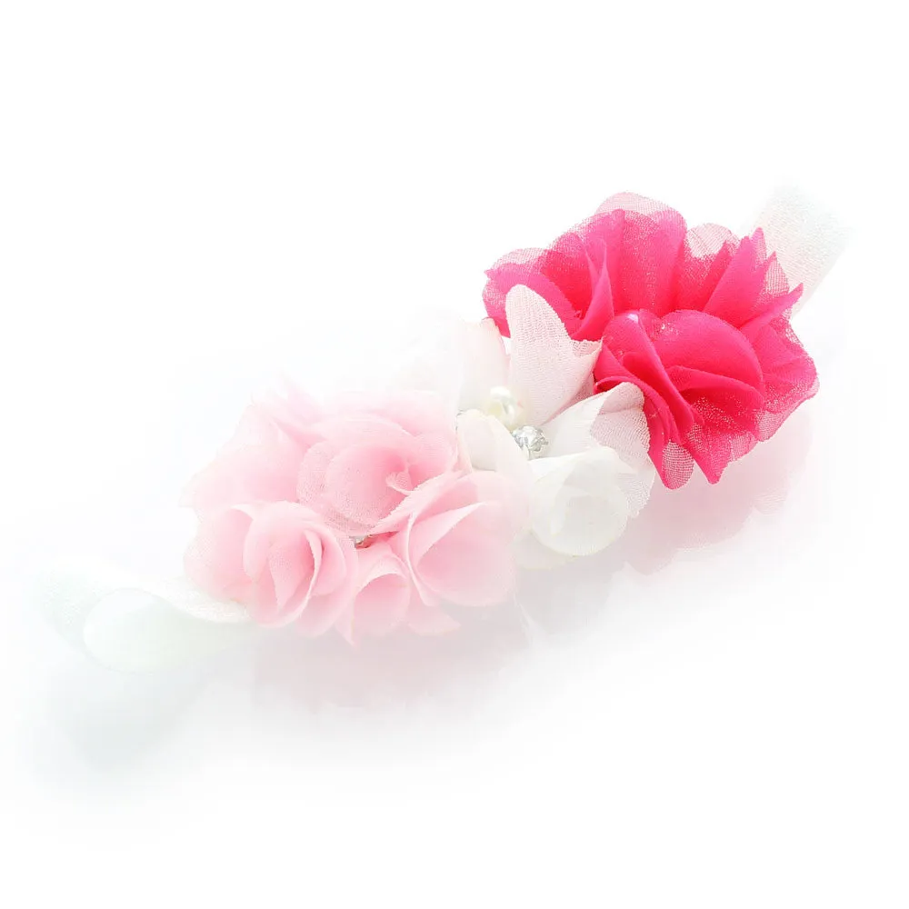 Girls Beaded Chiffon 3-Flower Headband