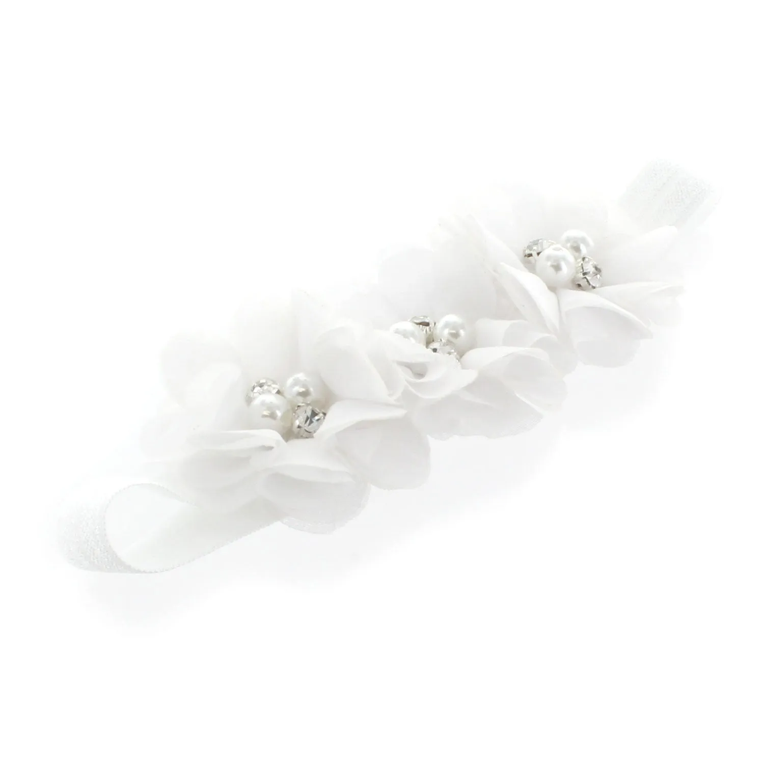 Girls Beaded Chiffon 3-Flower Headband